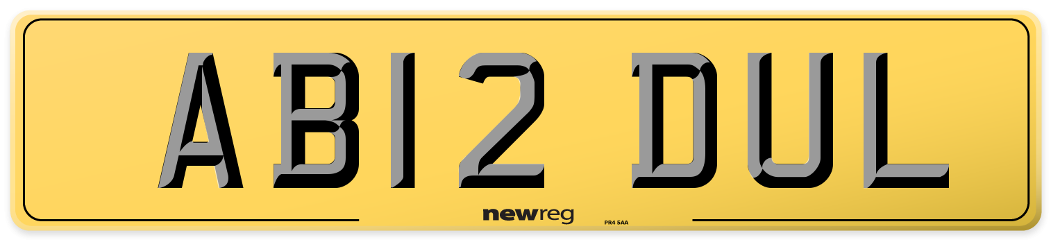 AB12 DUL Rear Number Plate