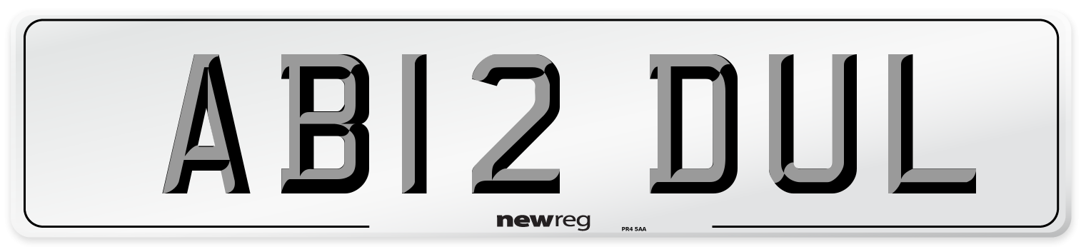 AB12 DUL Front Number Plate