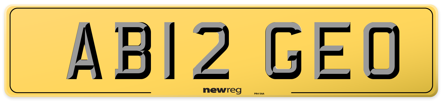 AB12 GEO Rear Number Plate