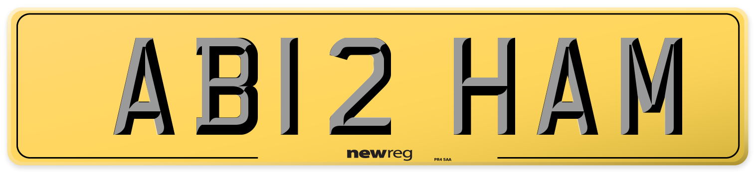 AB12 HAM Rear Number Plate