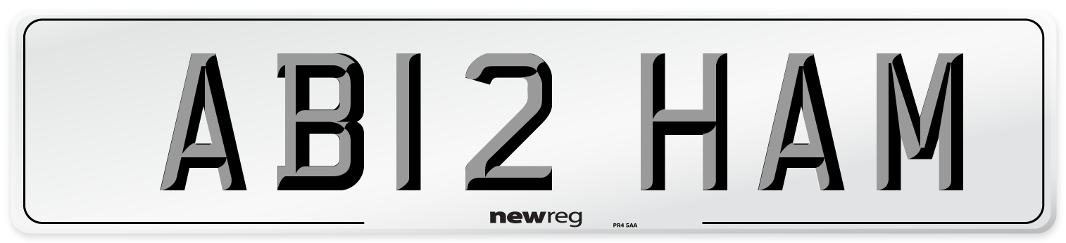 AB12 HAM Front Number Plate