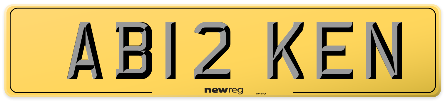 AB12 KEN Rear Number Plate