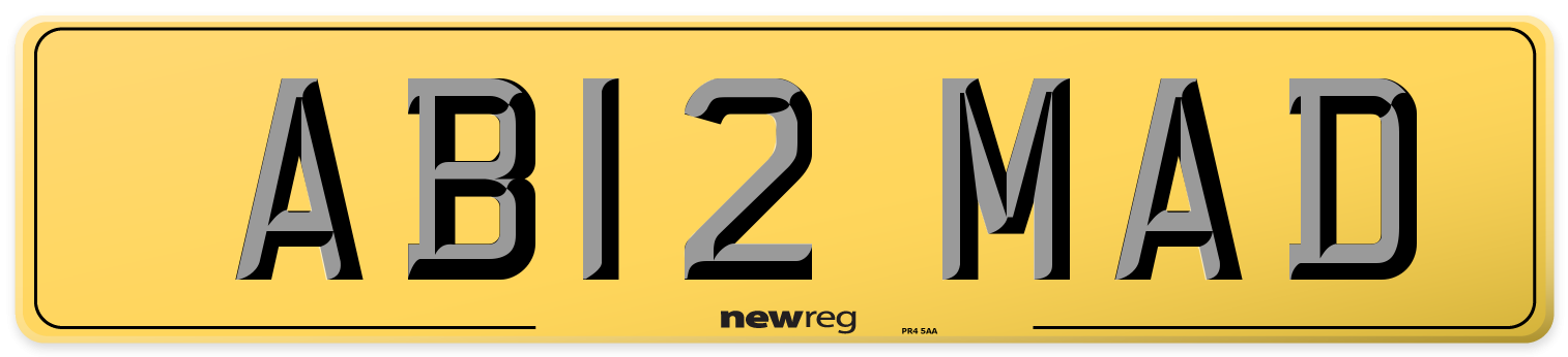 AB12 MAD Rear Number Plate