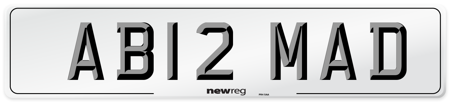 AB12 MAD Front Number Plate