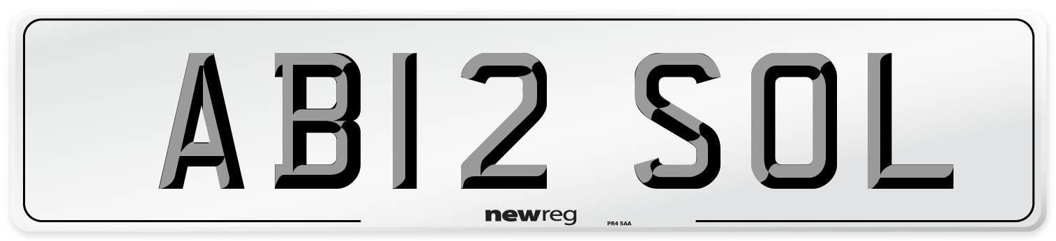 AB12 SOL Front Number Plate