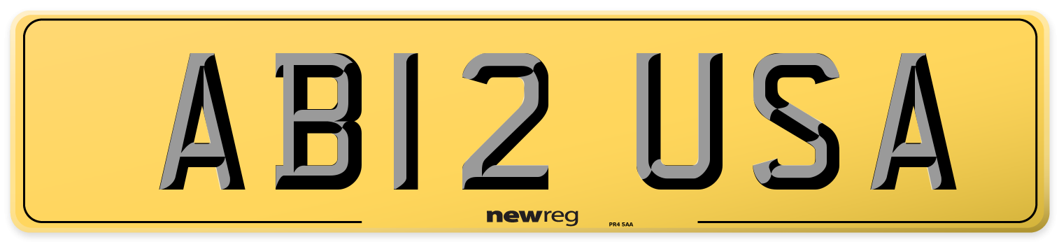AB12 USA Rear Number Plate