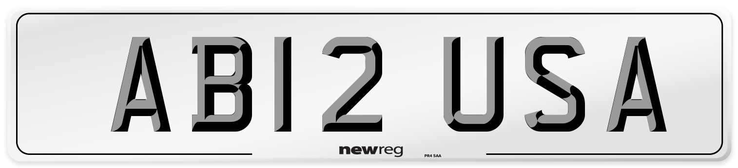 AB12 USA Front Number Plate