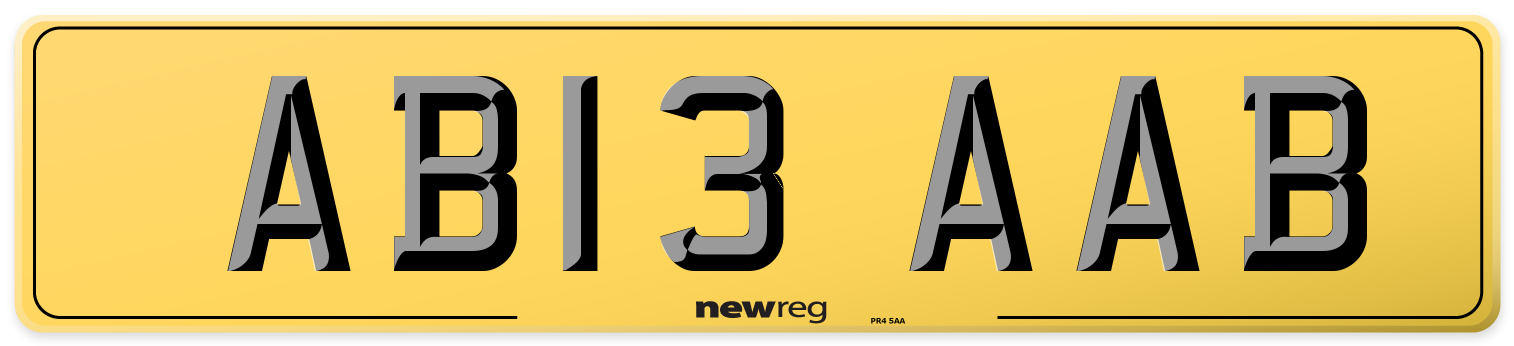 AB13 AAB Rear Number Plate