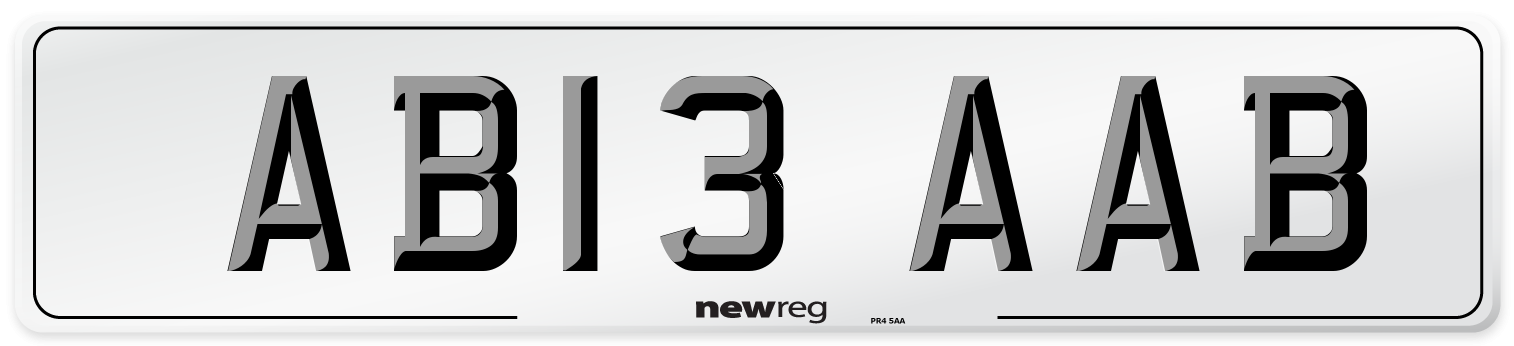 AB13 AAB Front Number Plate