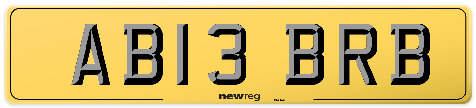 AB13 BRB Rear Number Plate