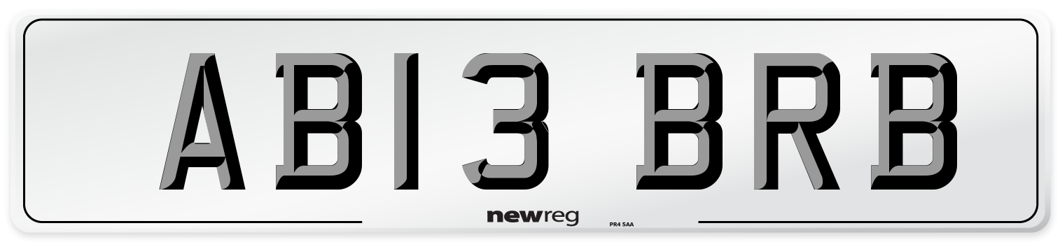 AB13 BRB Front Number Plate