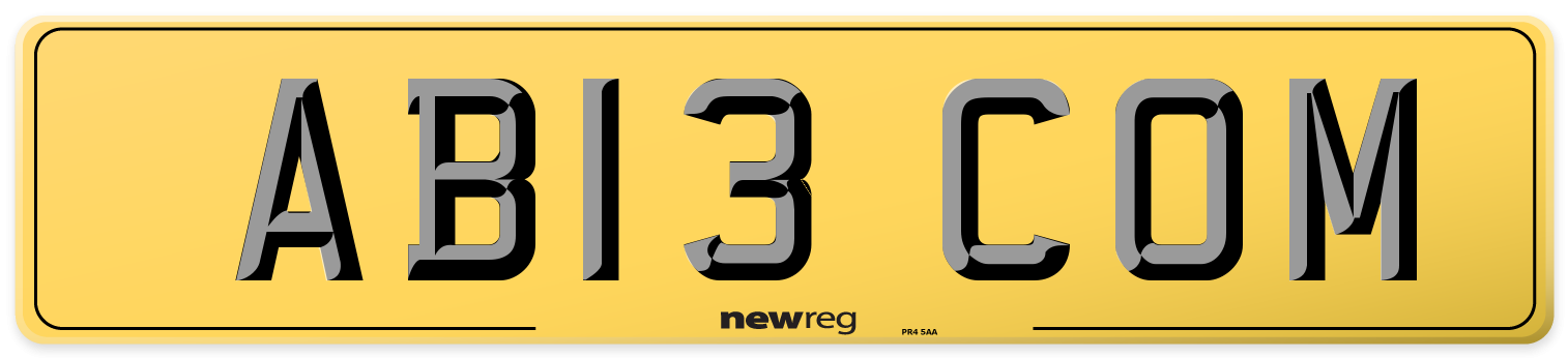 AB13 COM Rear Number Plate