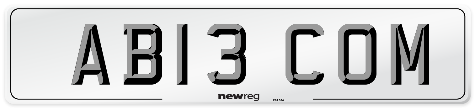 AB13 COM Front Number Plate