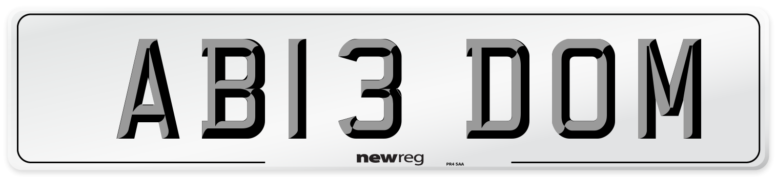 AB13 DOM Front Number Plate