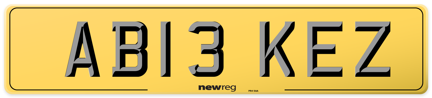 AB13 KEZ Rear Number Plate