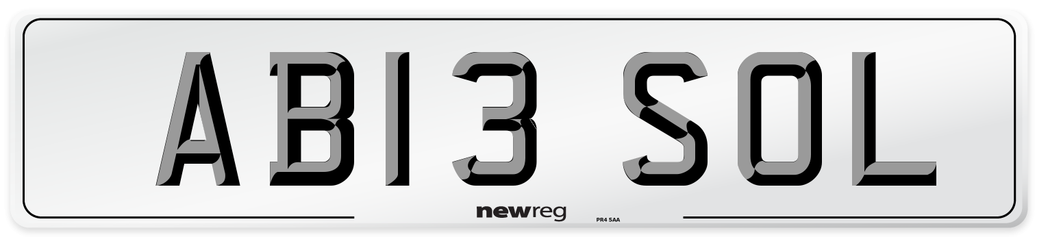 AB13 SOL Front Number Plate