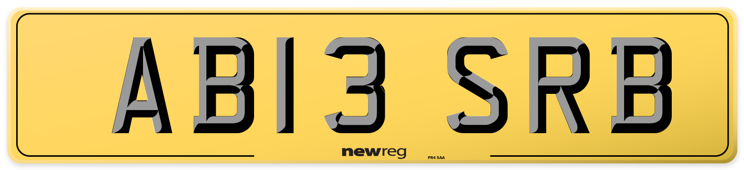 AB13 SRB Rear Number Plate