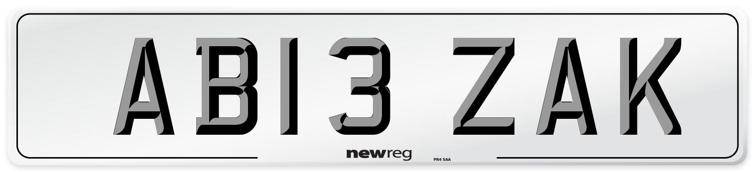 AB13 ZAK Front Number Plate