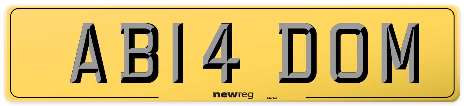 AB14 DOM Rear Number Plate