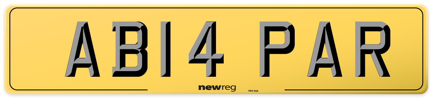 AB14 PAR Rear Number Plate