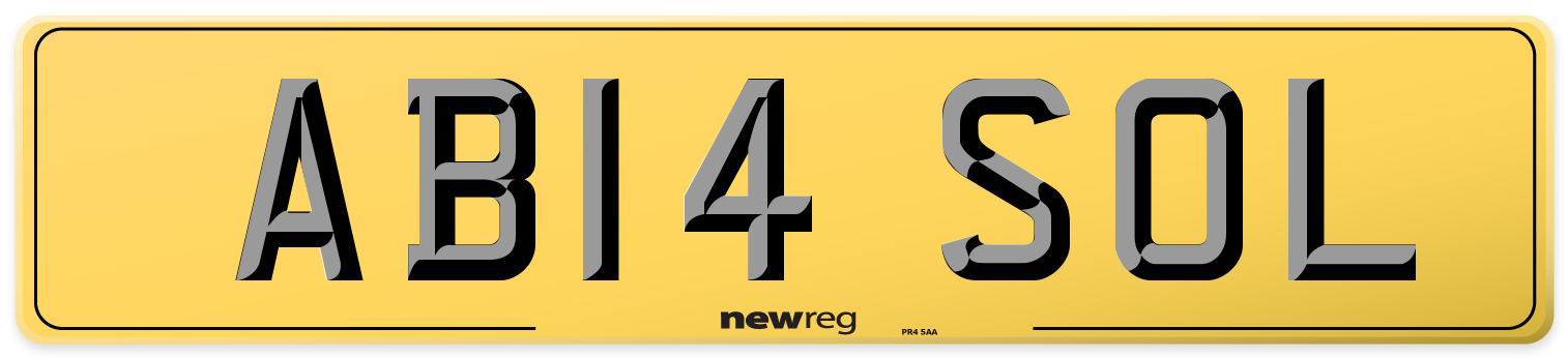 AB14 SOL Rear Number Plate