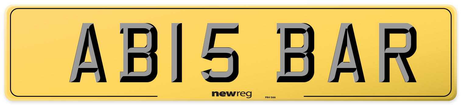 AB15 BAR Rear Number Plate