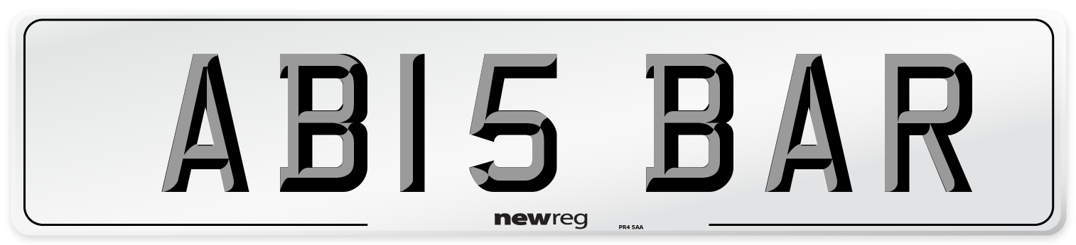 AB15 BAR Front Number Plate