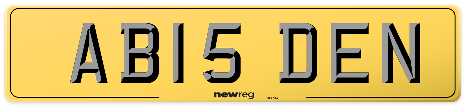 AB15 DEN Rear Number Plate