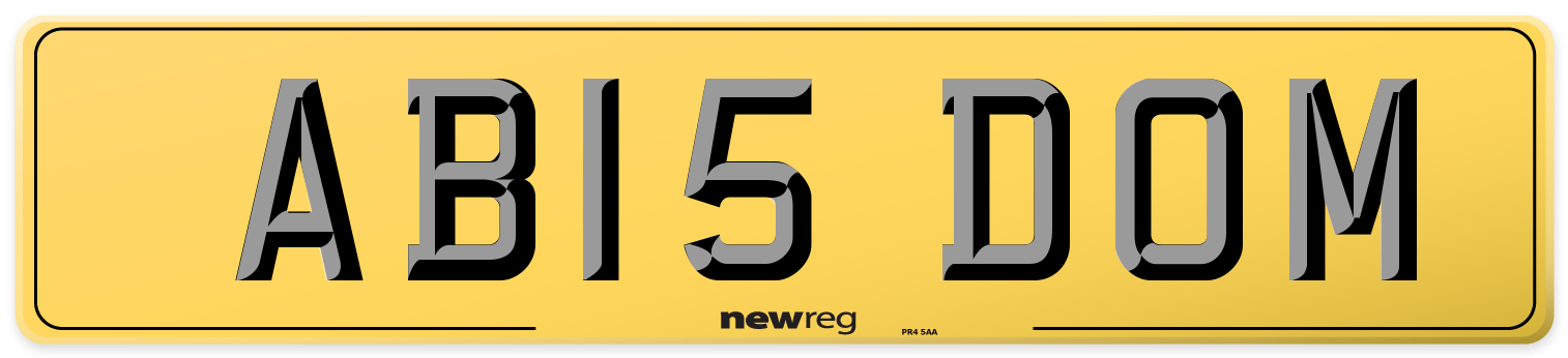 AB15 DOM Rear Number Plate