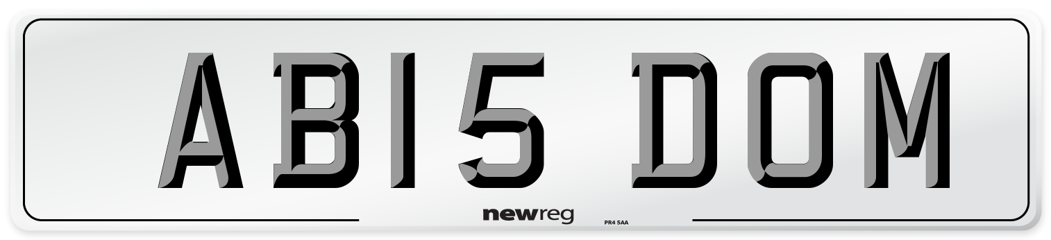 AB15 DOM Front Number Plate
