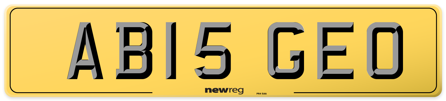 AB15 GEO Rear Number Plate