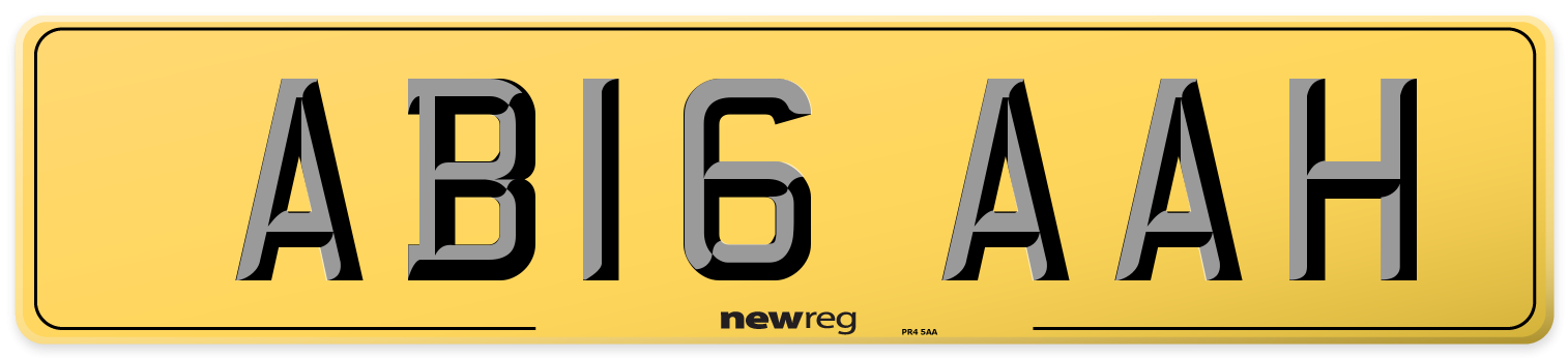 AB16 AAH Rear Number Plate