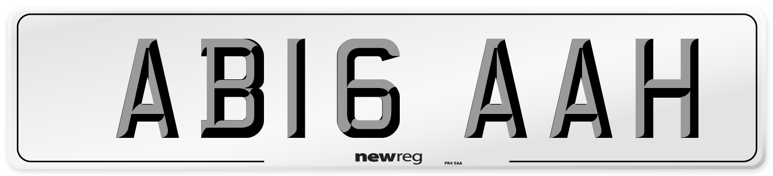 AB16 AAH Front Number Plate