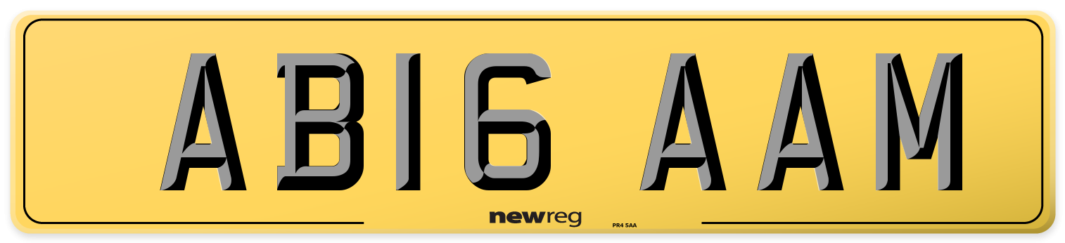 AB16 AAM Rear Number Plate