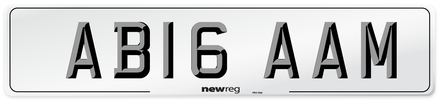 AB16 AAM Front Number Plate