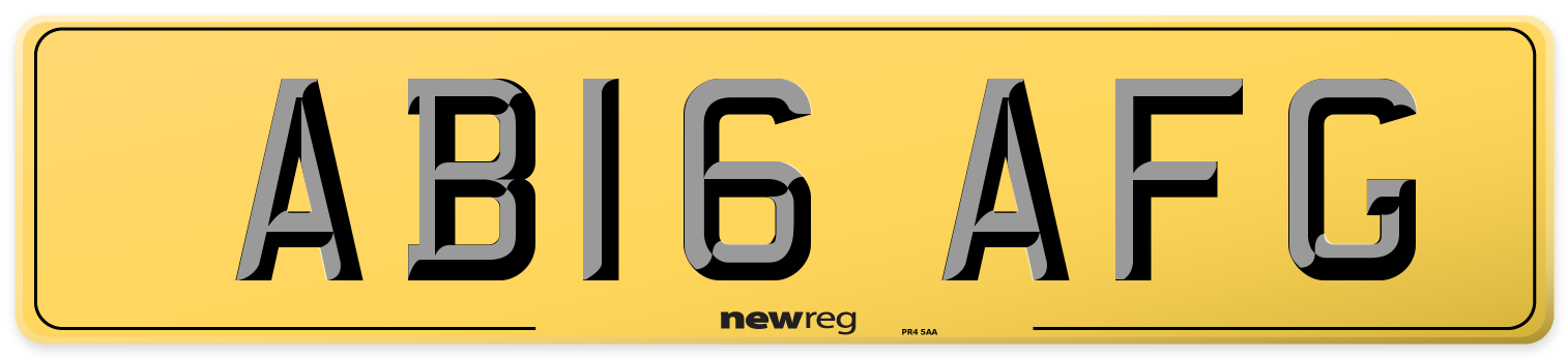 AB16 AFG Rear Number Plate