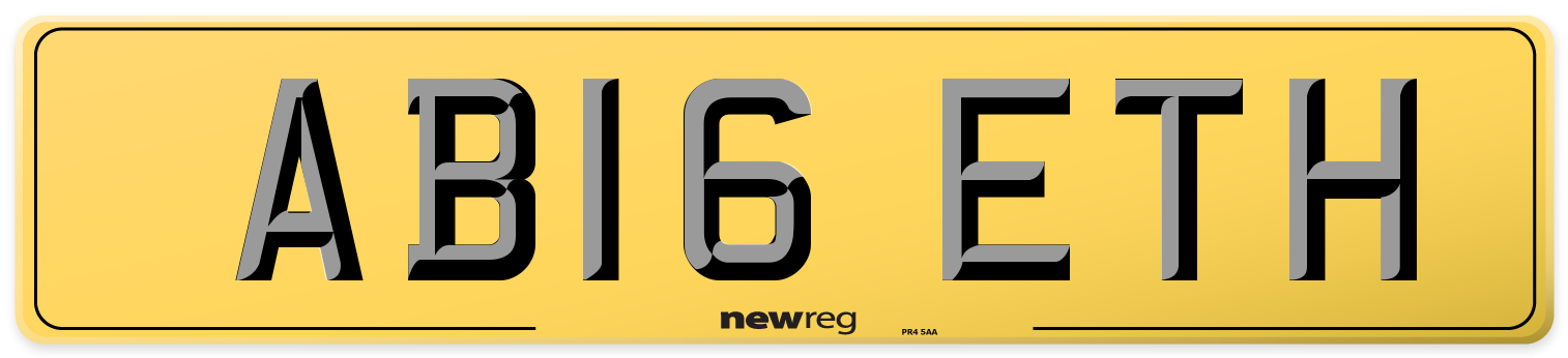 AB16 ETH Rear Number Plate