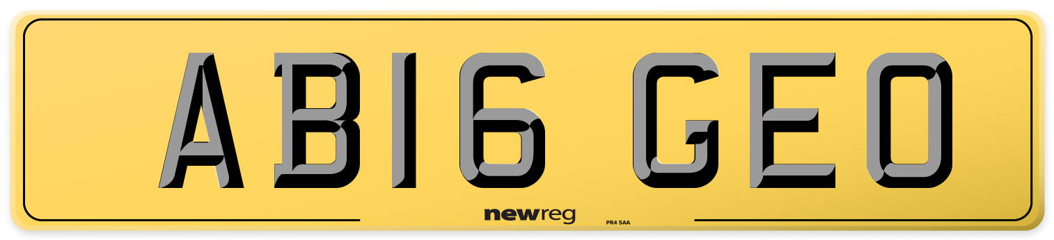AB16 GEO Rear Number Plate