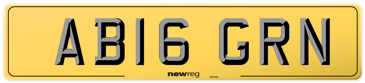 AB16 GRN Rear Number Plate