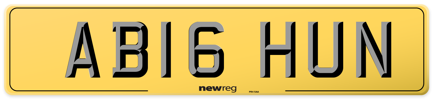 AB16 HUN Rear Number Plate