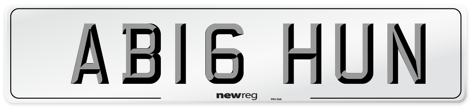 AB16 HUN Front Number Plate