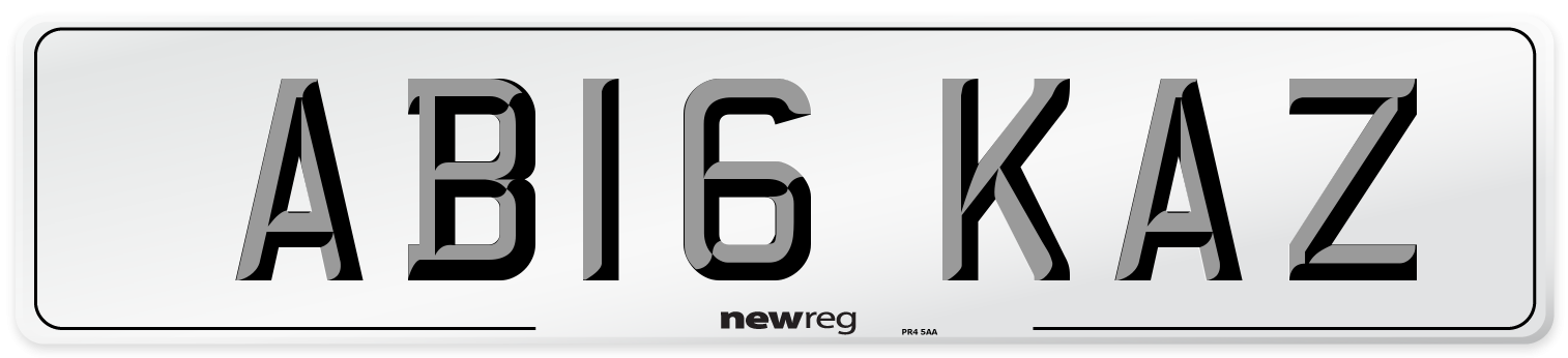 AB16 KAZ Front Number Plate