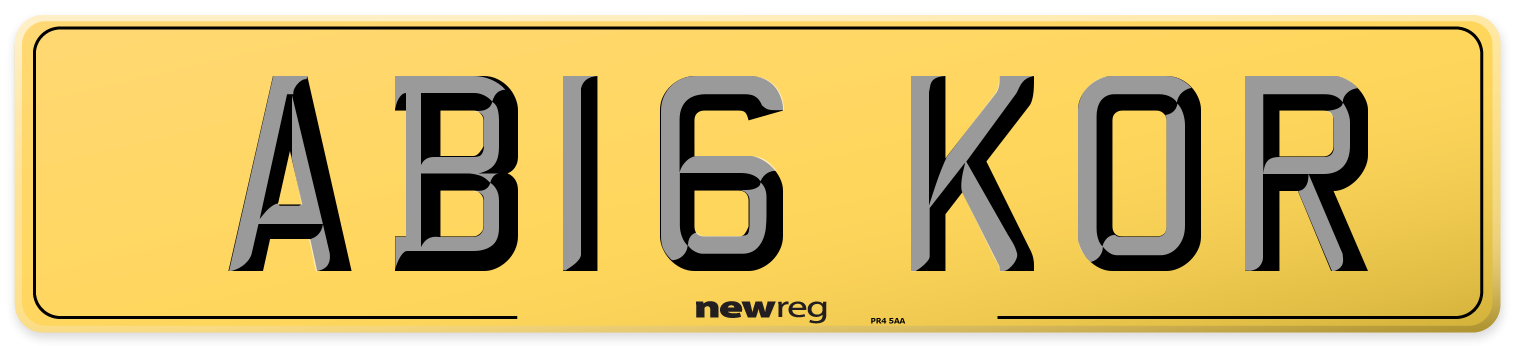 AB16 KOR Rear Number Plate