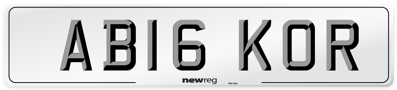 AB16 KOR Front Number Plate