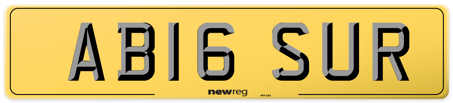 AB16 SUR Rear Number Plate