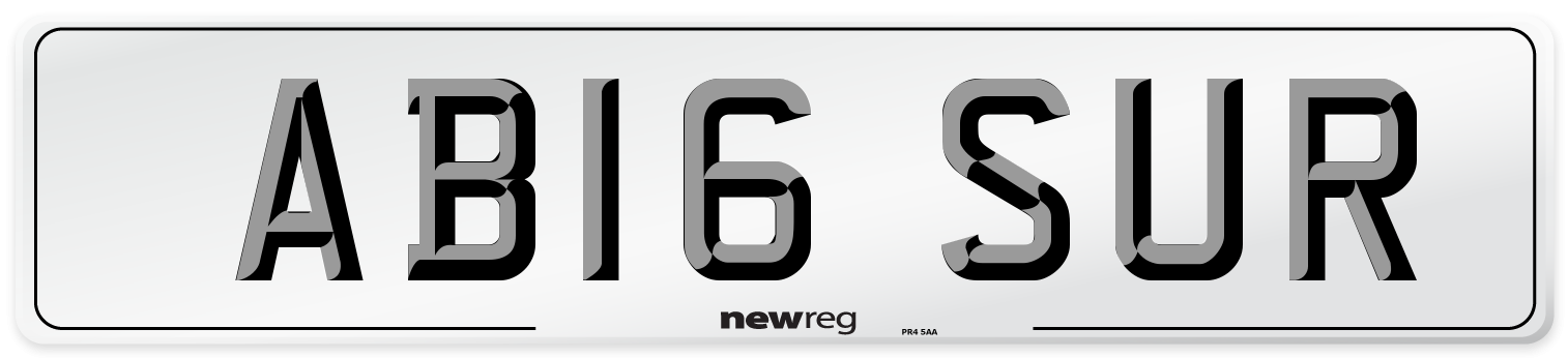 AB16 SUR Front Number Plate