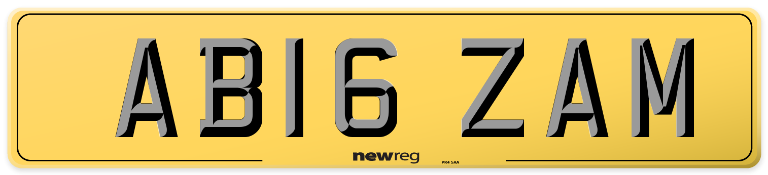 AB16 ZAM Rear Number Plate