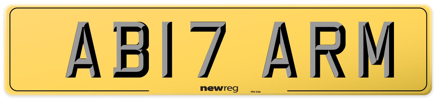AB17 ARM Rear Number Plate