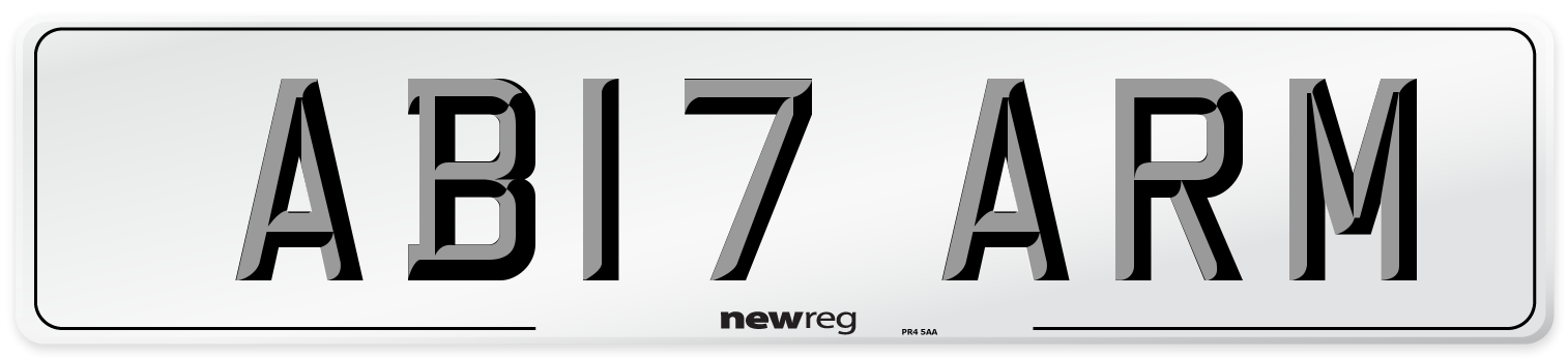AB17 ARM Front Number Plate