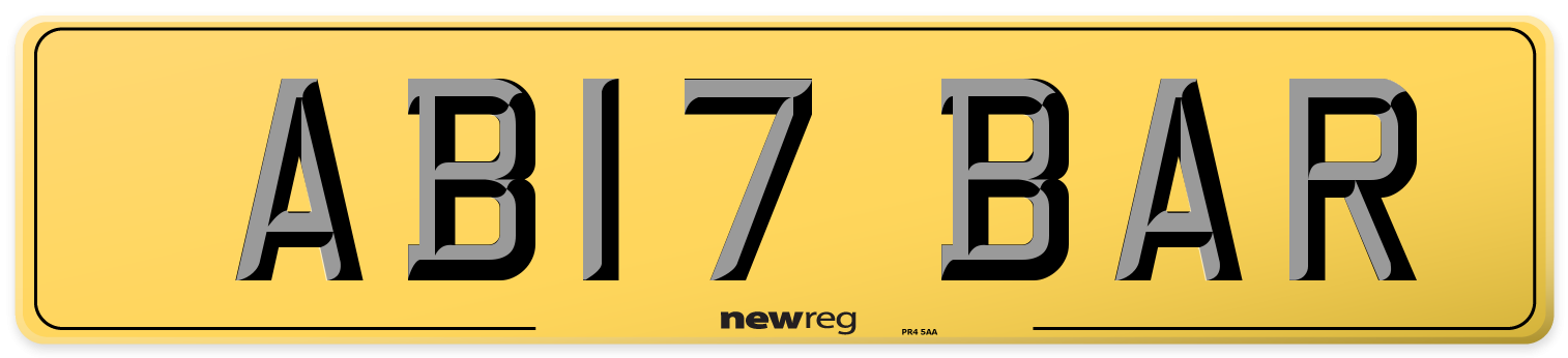 AB17 BAR Rear Number Plate